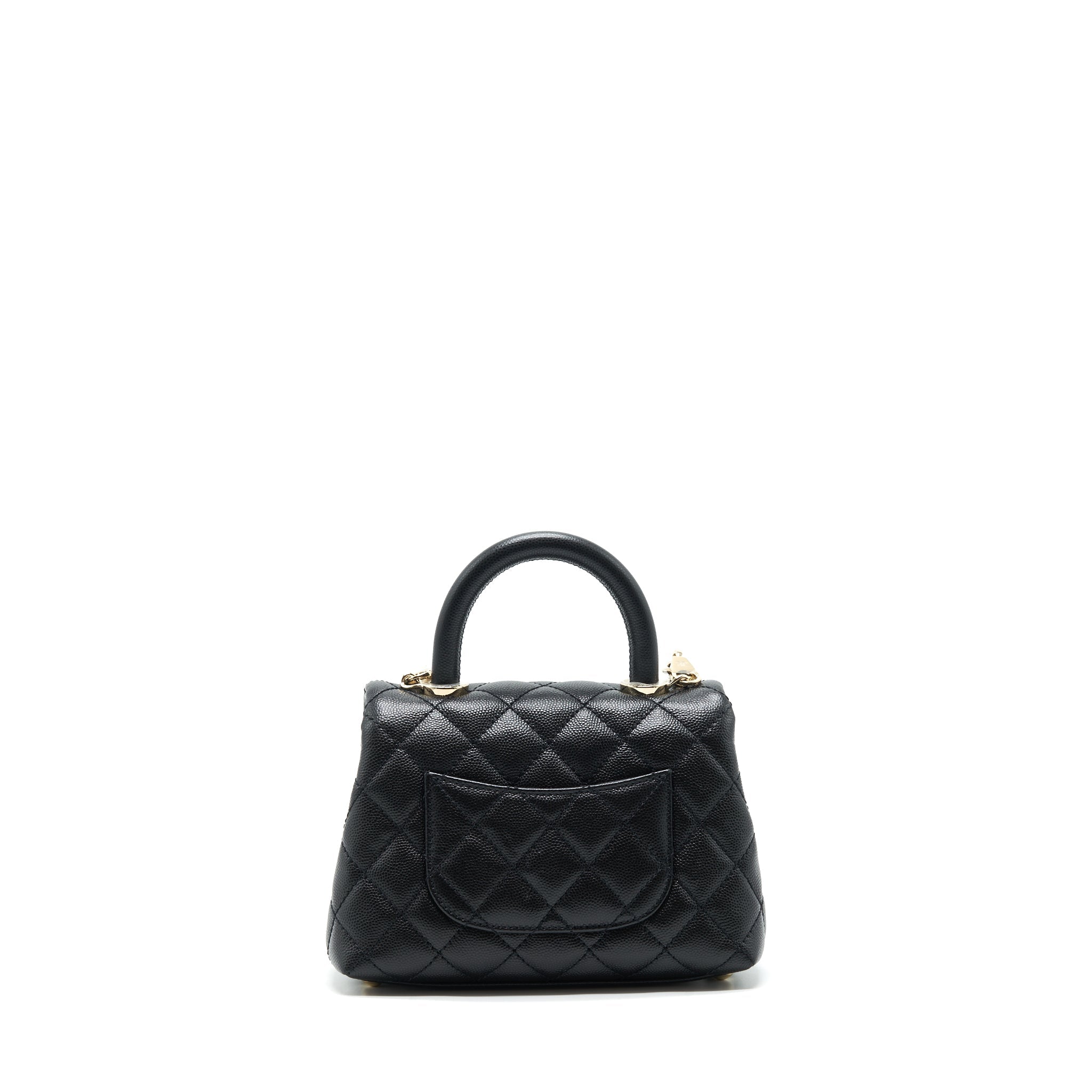 CHANEL MINI COCO HANDLE 20CM CAVIAR BLACK WITH LGHW