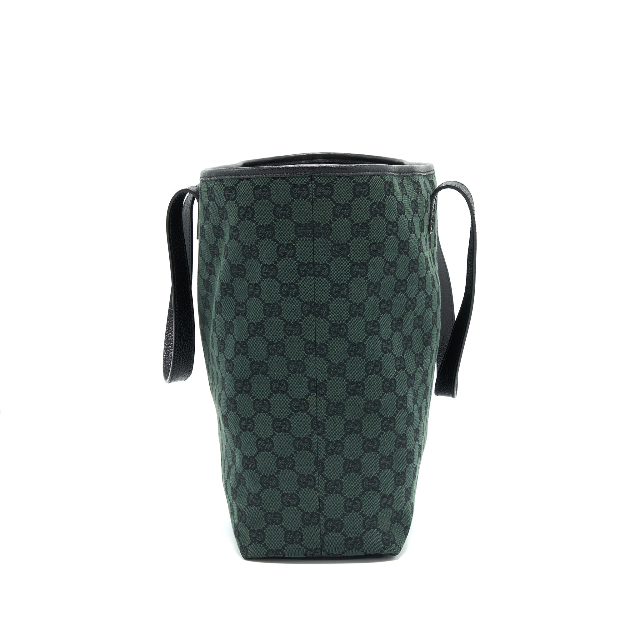 GUCCI GG CANVAS SHOPPING BAG DARK GREEN / BLACK