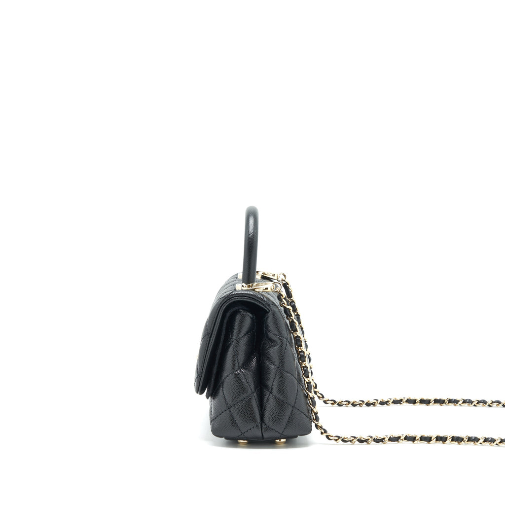 CHANEL MINI COCO HANDLE 20CM CAVIAR BLACK WITH LGHW