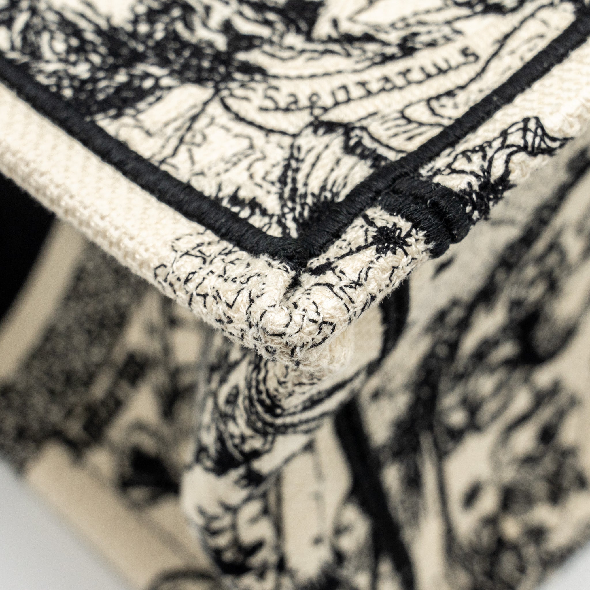 DIOR SMALL BOOK TOTE LATTE/BLACK TOILE DE JOUY ZODIAC EMBROIDERY