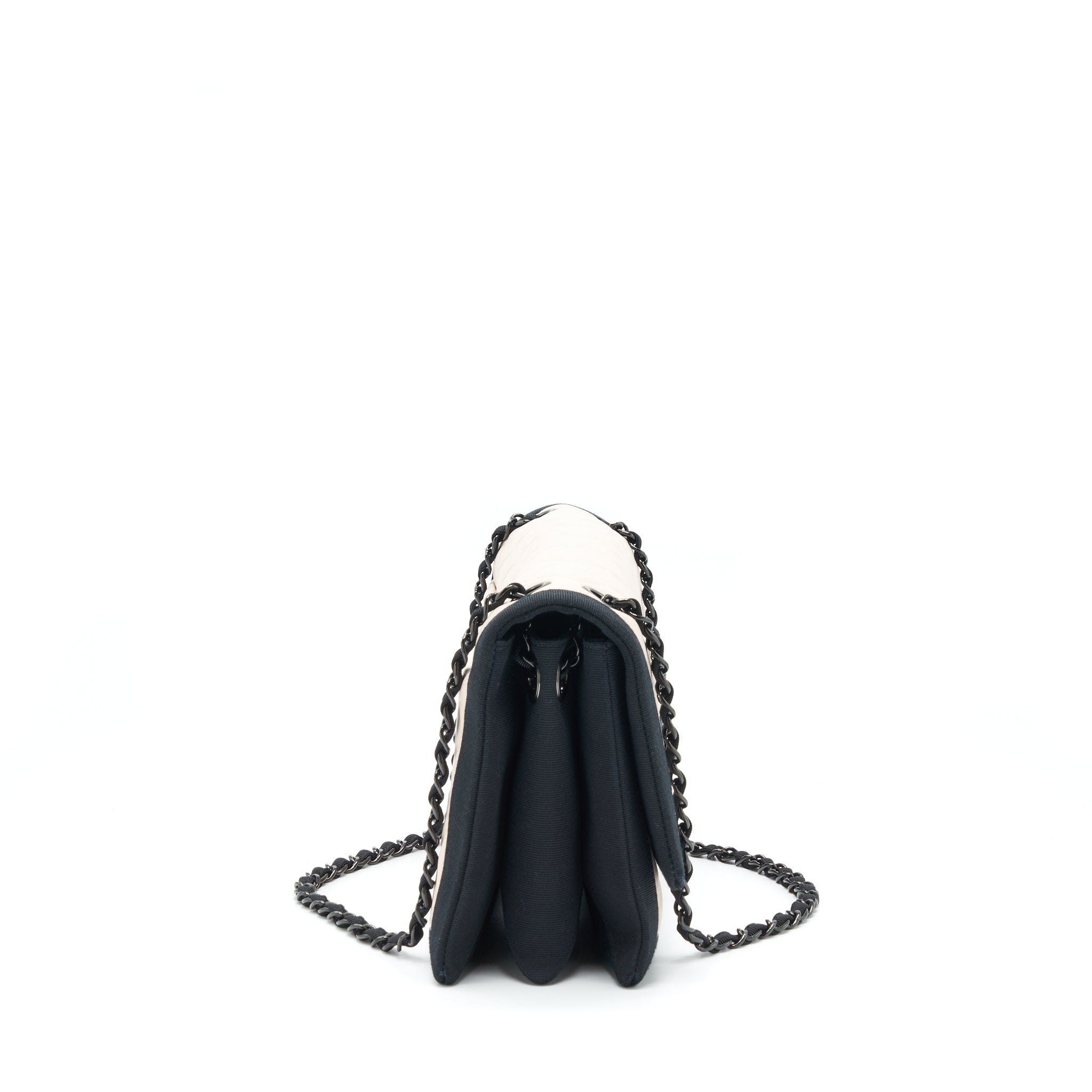 CHANEL SEASONAL FLAP BAG LAMBSKIN LIGHT BEIGE BLACK HARDWARE