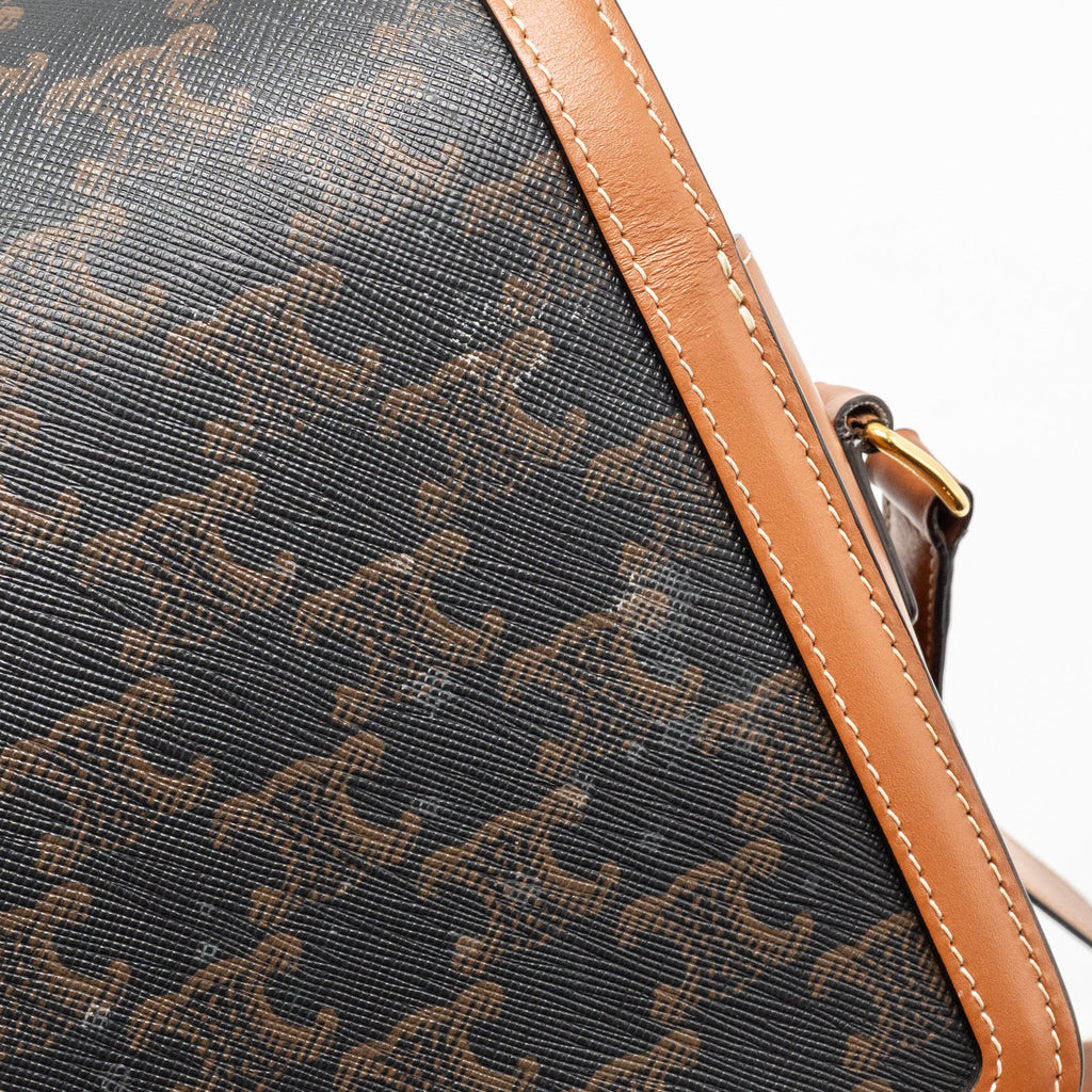 CELINE TEEN TRIOMPHE BAG TRIOMPHE CALFSKIN/CANVAS BROWN/MULTICOLOOUR GHW
