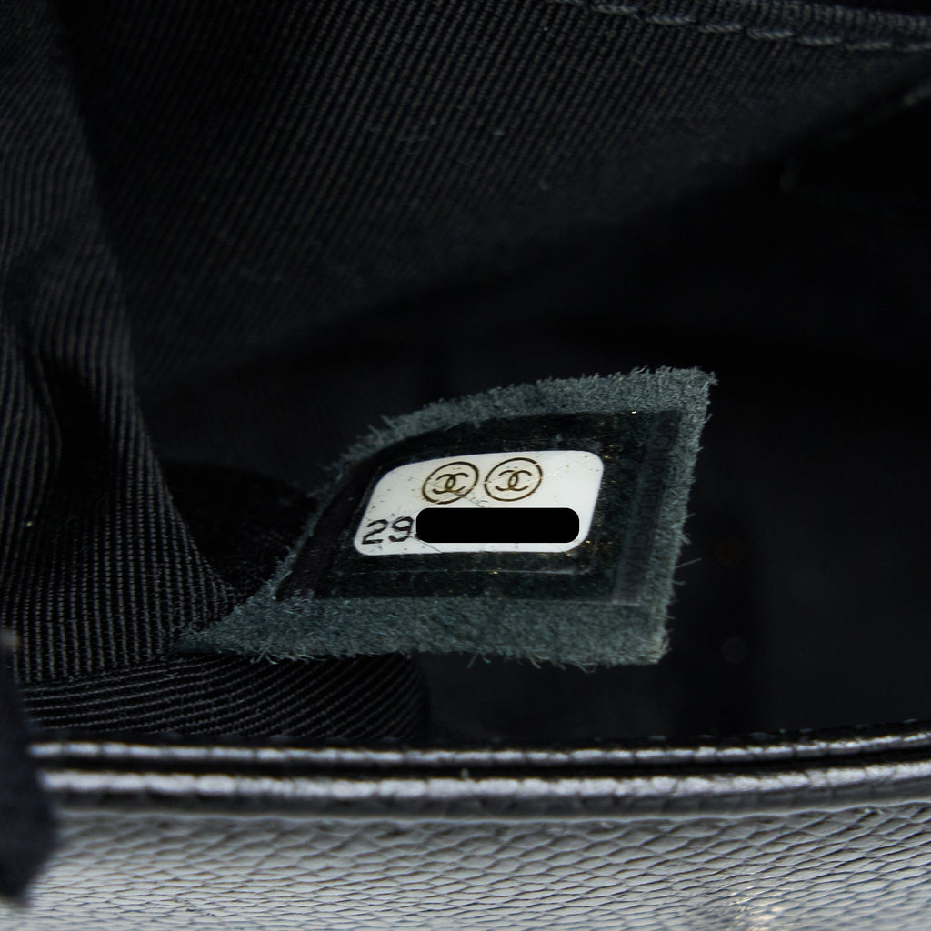 CHANEL SMALL CHEVRON BOY BAG SHINY GRAINED CALFSKIN BLACK SHW