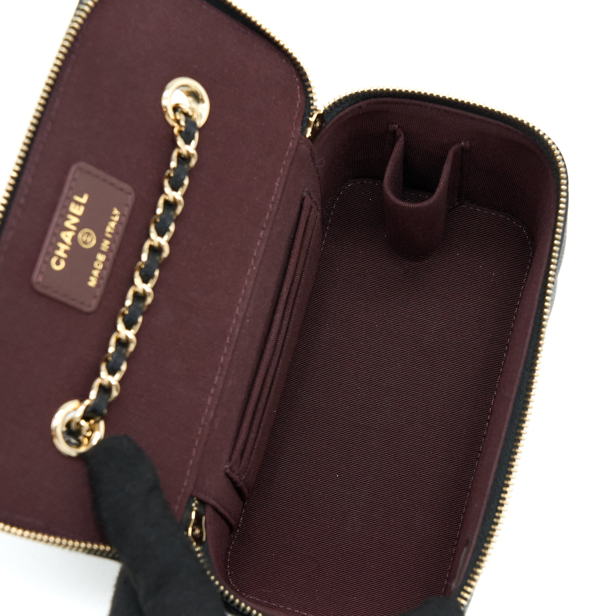 CHANEL LONG VANITY WITH CHAIN CAVIAR BLACK LGHW