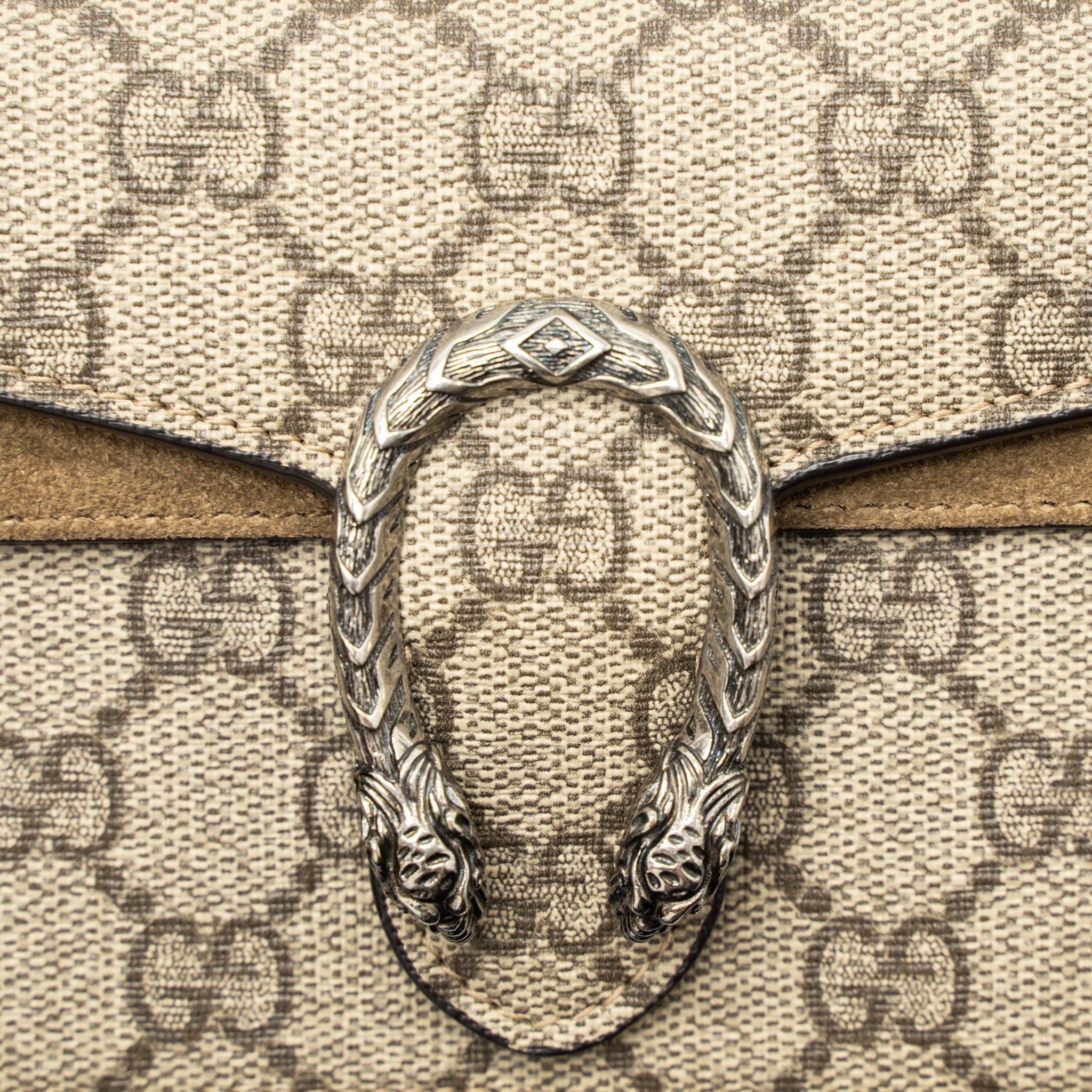 GUCCI DIONYSUS SUPER MINI BAG GG SUPREME/SUEDE BEIGE SHW