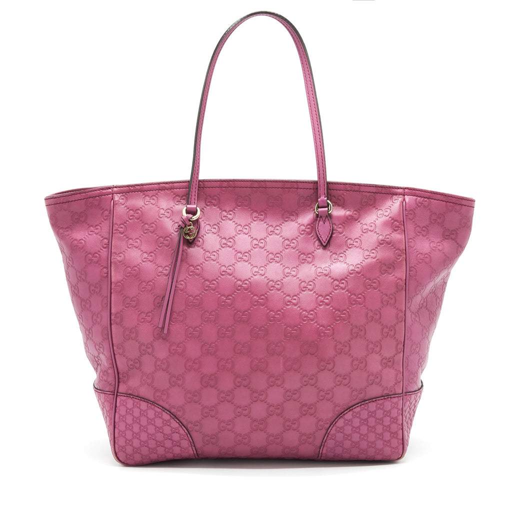 GUCCI LEATHER SHOPPING TOTE BAG RASPBERRY PINK