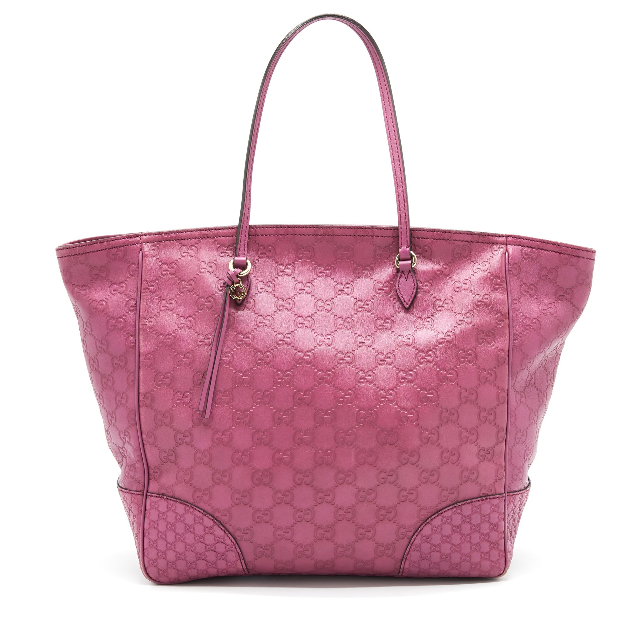 GUCCI LEATHER SHOPPING TOTE BAG RASPBERRY PINK