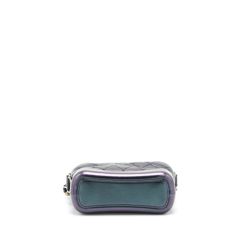 CHANEL SMALL GABRIELLE HOBO BAG LAMBSKIN IRIDESCENT PURPLE WITH GOLD/SILVER HARDWARE