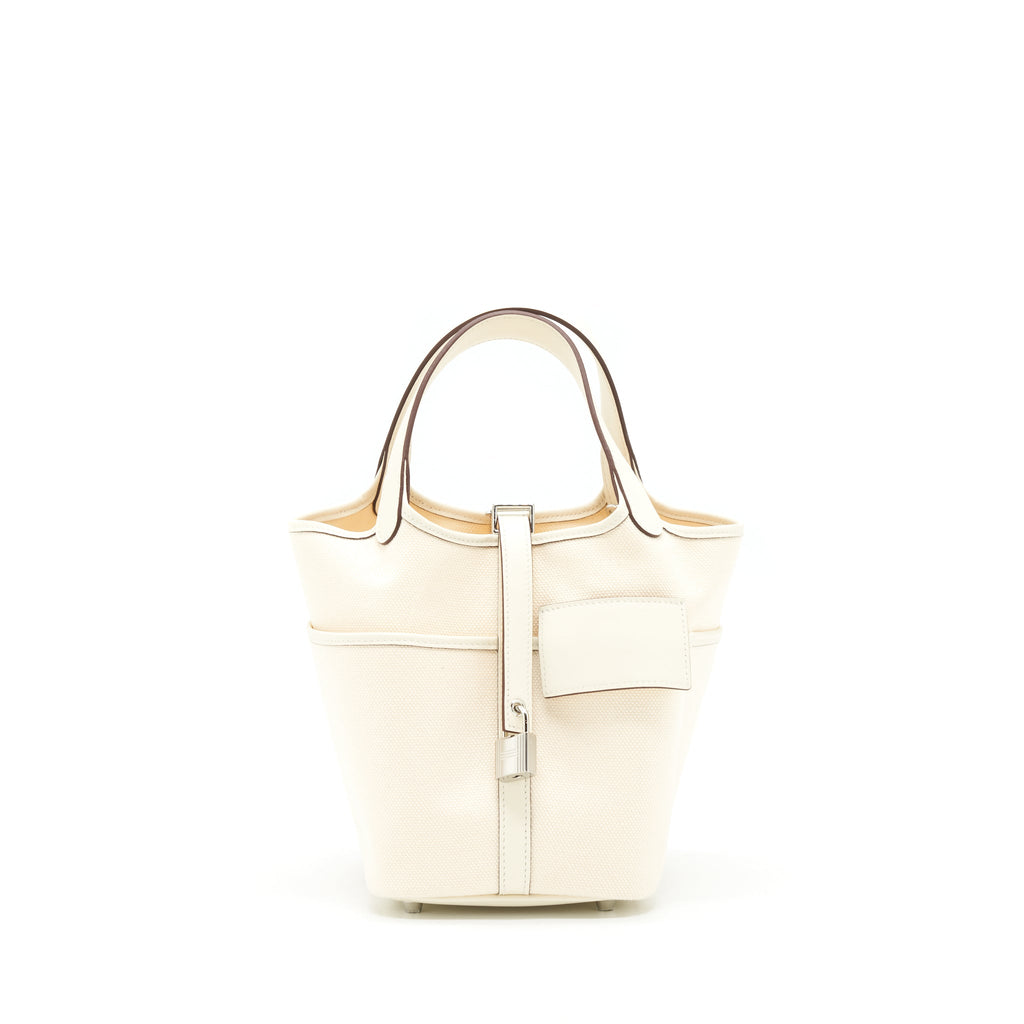 HERMES PICOTIN CARGO 18 SWIFT AND TOILE CANVAS ECRU/NATA SHW