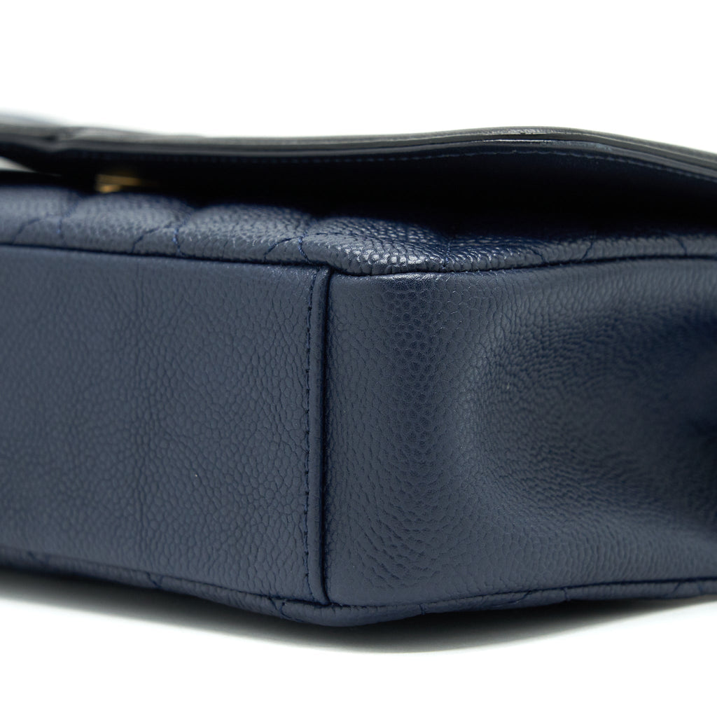 CHANEL MEDIUM CAVIAR FILIGREE FLAP BAG NAVY AND BLACK