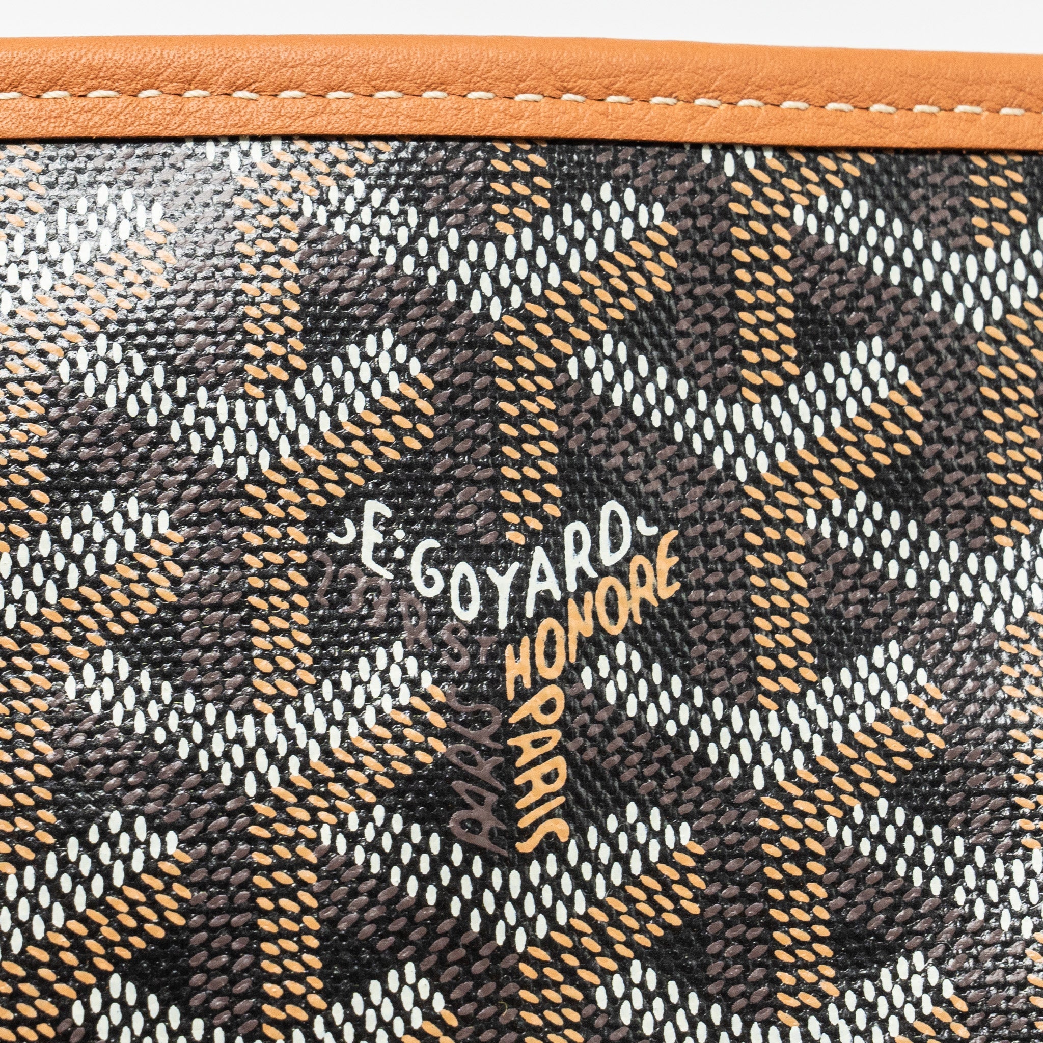 GOYARD ANJOU MINI TOTE BAG GOYARDLINE CANVAS/CALFSKIN BLACK/TAN SHW