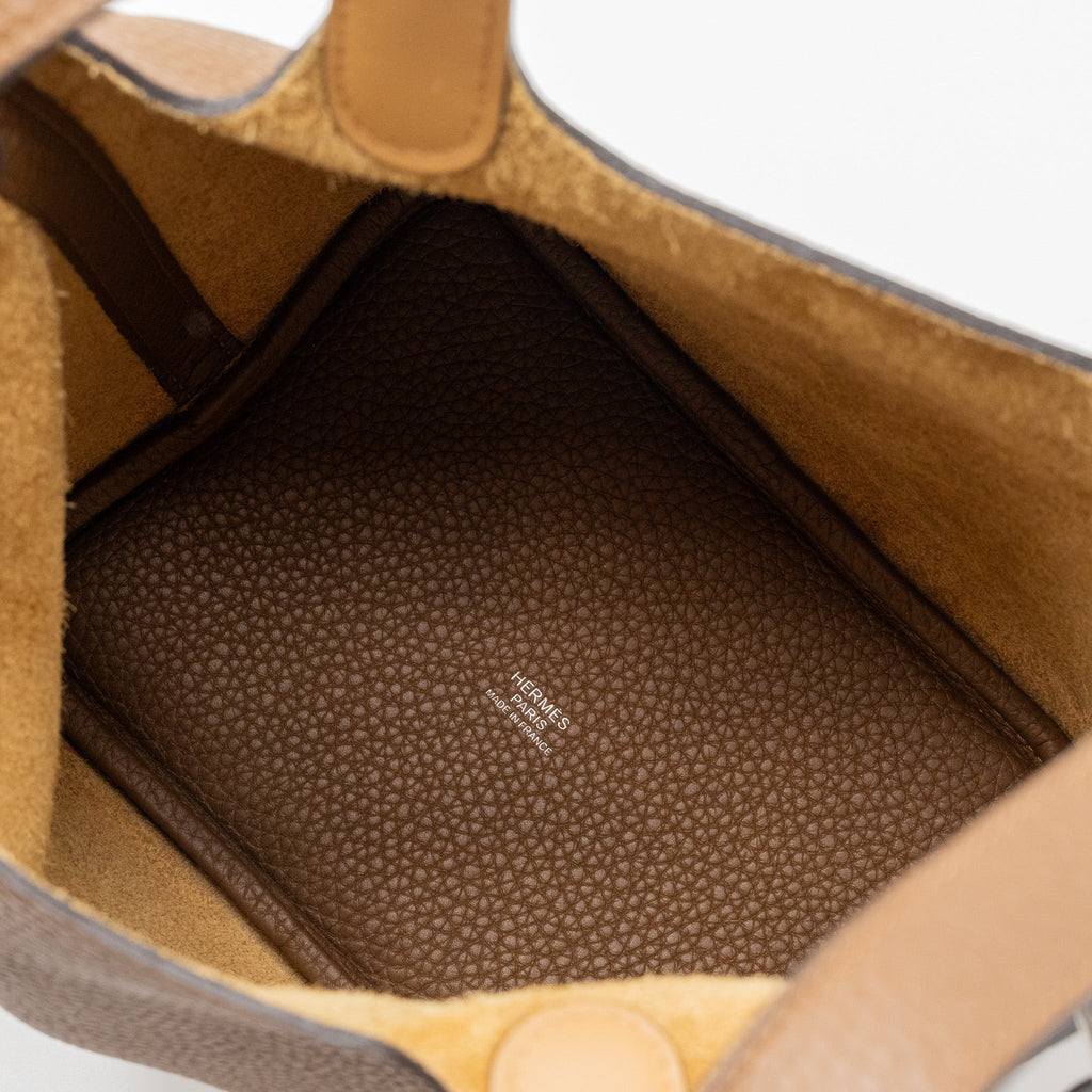 HERMES PICOTIN 18 LOCK BAG CLEMENCE ALEZAN / BISCUIT SHW