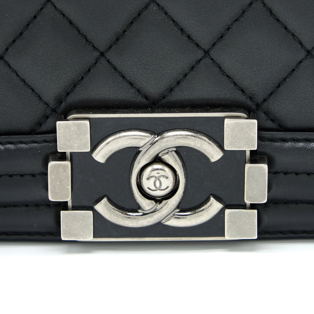 CHANEL MEDIUM BOY BAG LAMBSKIN BLACK RUTHENIUM SHW