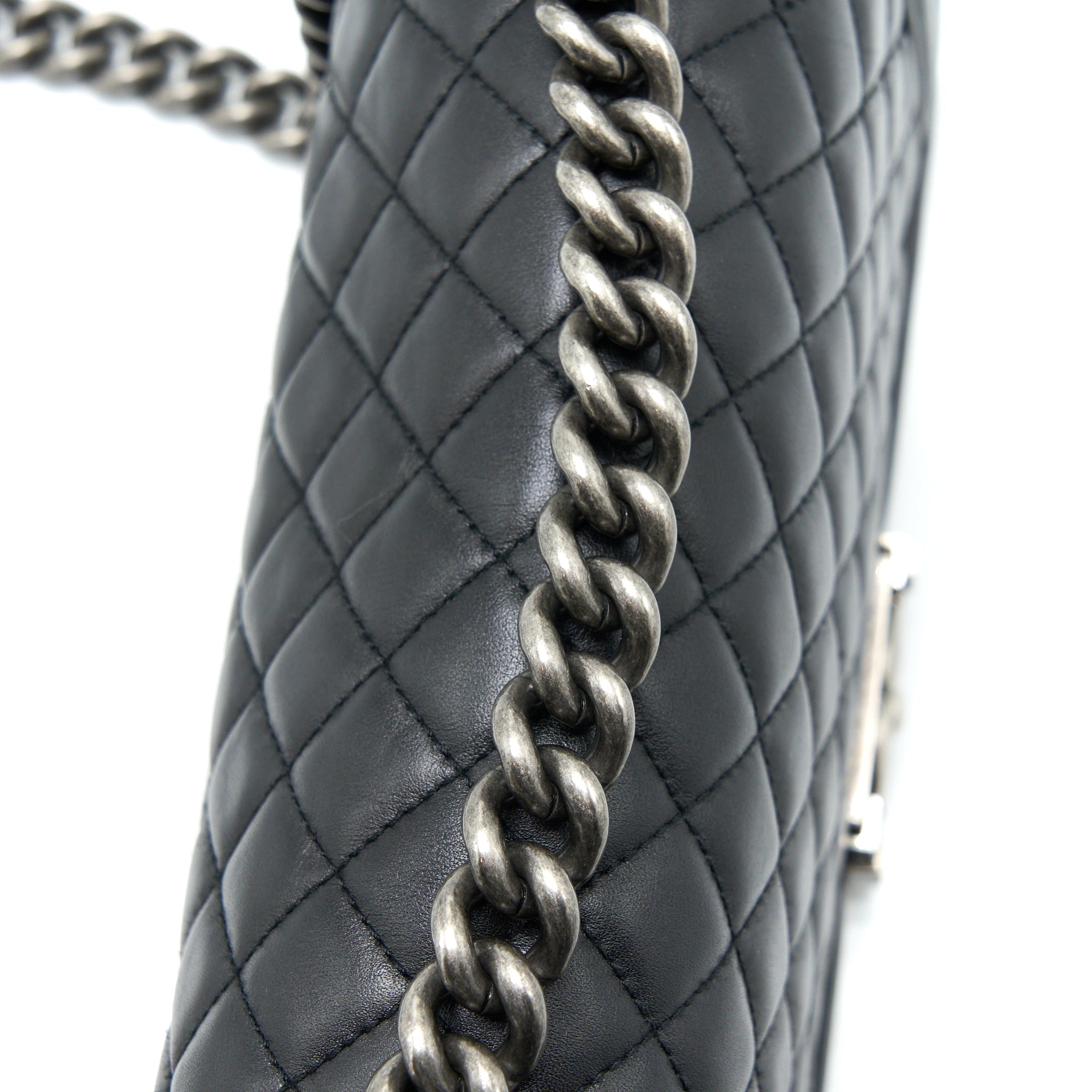CHANEL MEDIUM BOY BAG LAMBSKIN BLACK RUTHENIUM SHW
