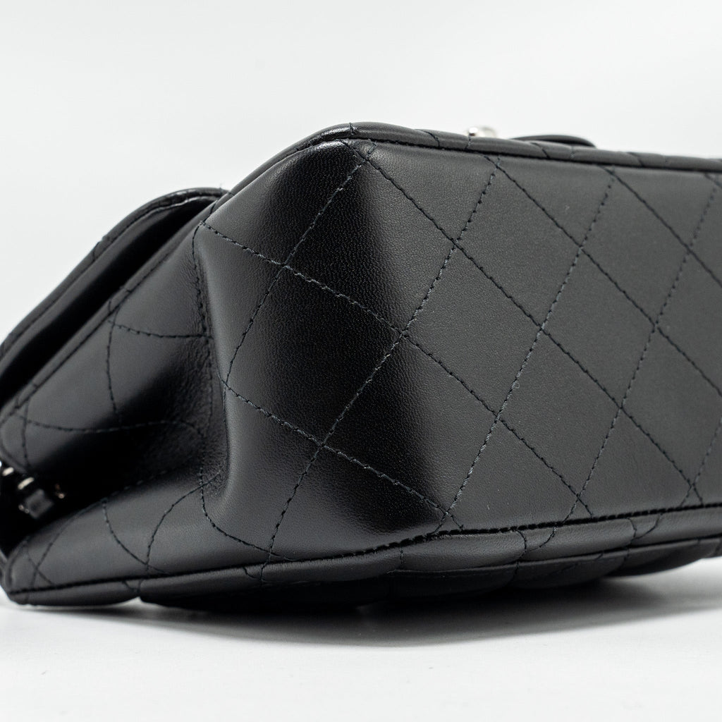 CHANEL MINI SQUARE FLAP BAG LAMBSKIN BLACK SHW (MICROCHIP)