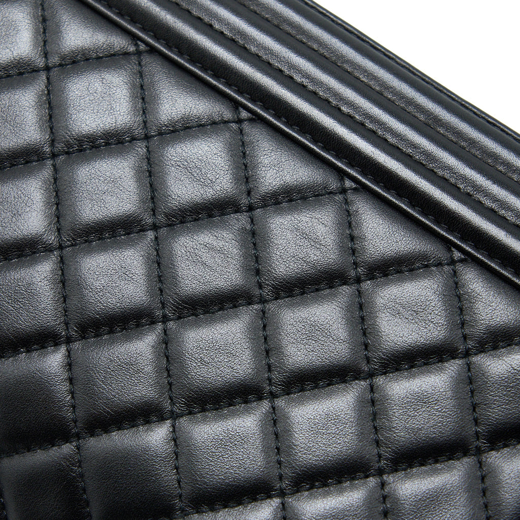 CHANEL MEDIUM BOY BAG LAMBSKIN BLACK RUTHENIUM SHW