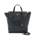 GUCCI GRAINED CALFSKIN TOTE BAG BLACK WITH LONG STRAP