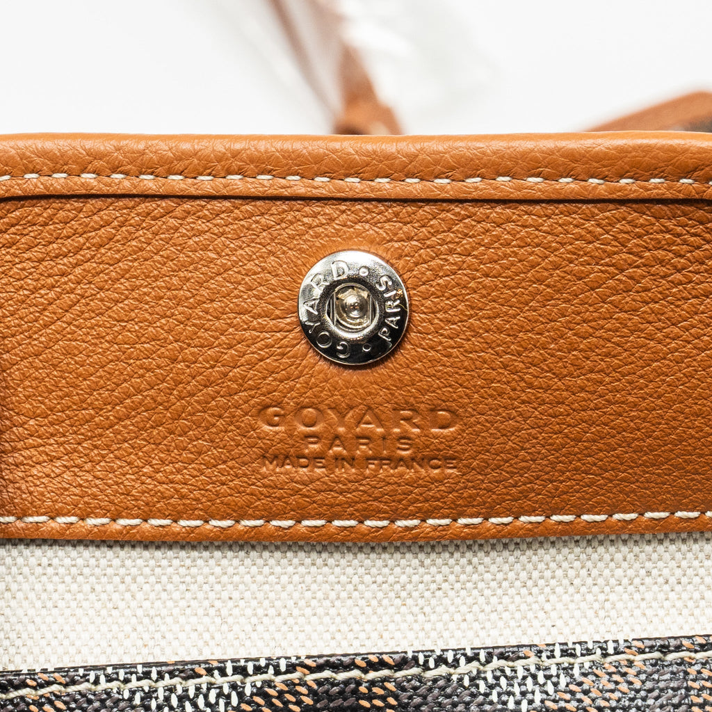 GOYARD ANJOU MINI TOTE BAG GOYARDLINE CANVAS/CALFSKIN BLACK/TAN SHW