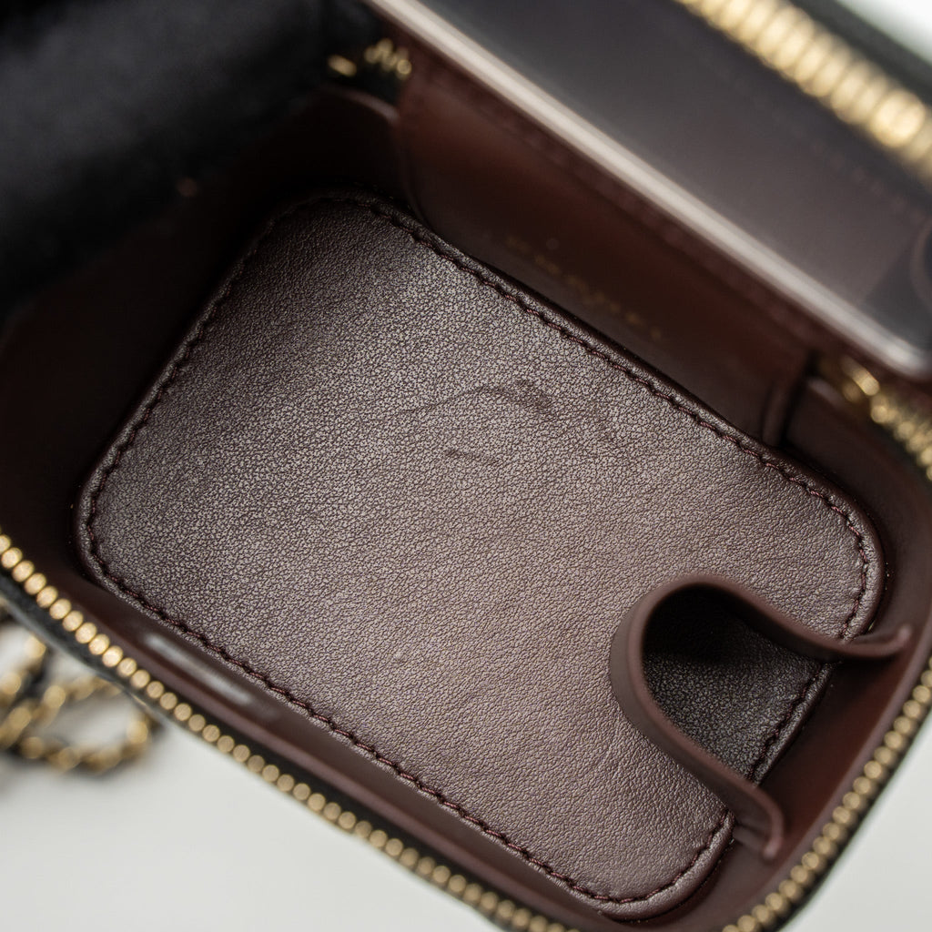CHANEL MINI VANITY WITH CHAIN CAVIAR BLACK LGHW (MICROCHIP)