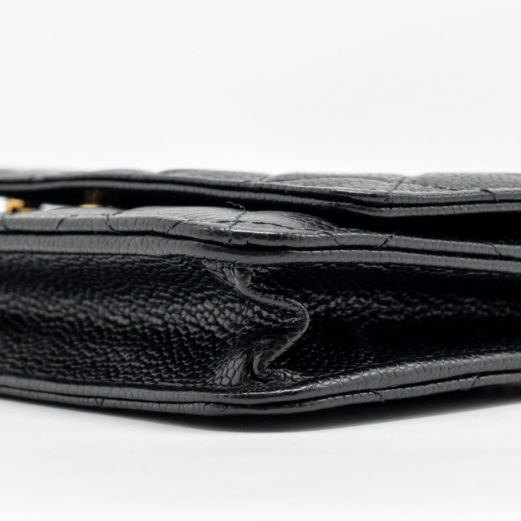 CHANEL CLASSIC WALLET ON CHAIN CAVIAR BLACK GHW (MICROCHIP)