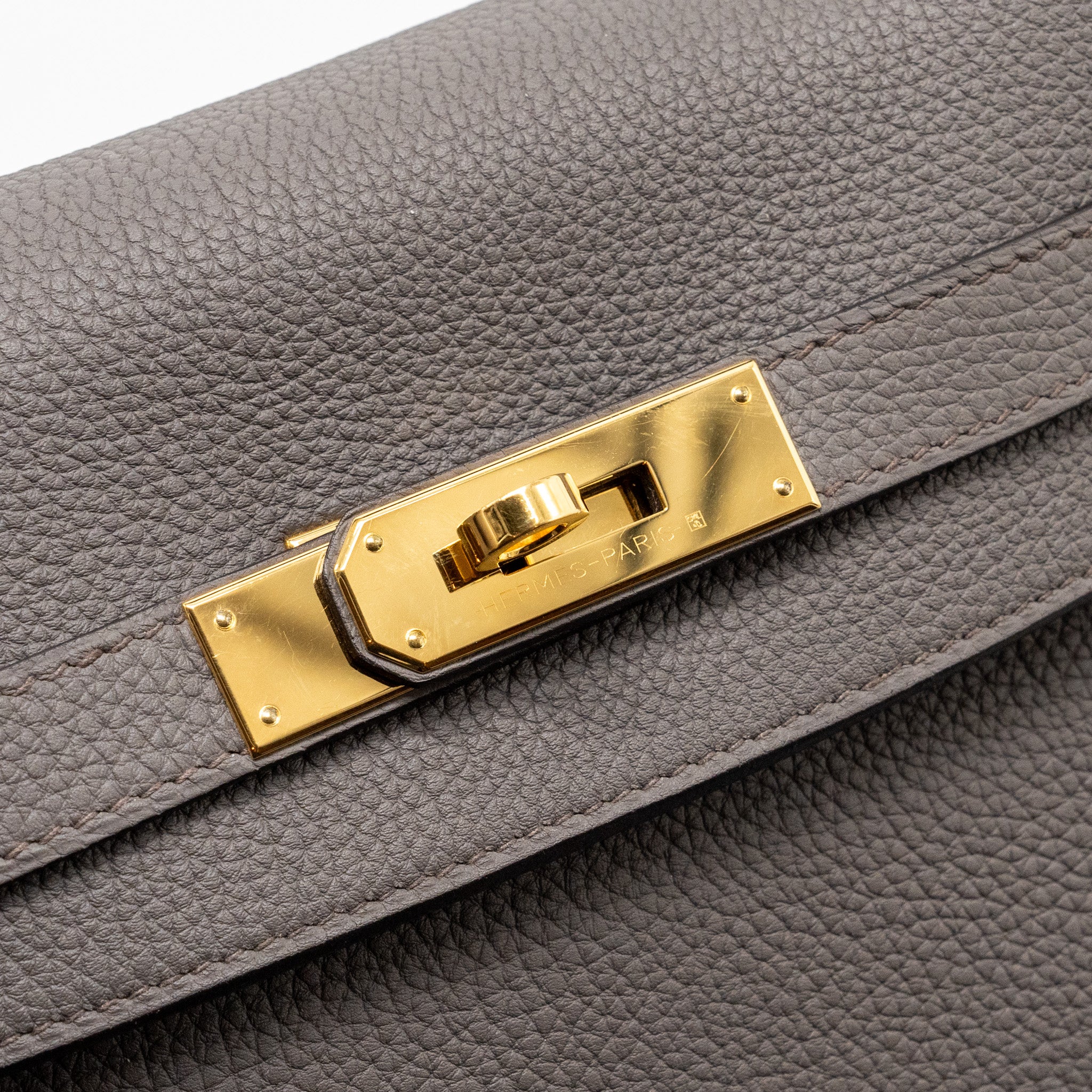 HERMES KELLY 32 TOGO 8F GRIS ETAIN GHW