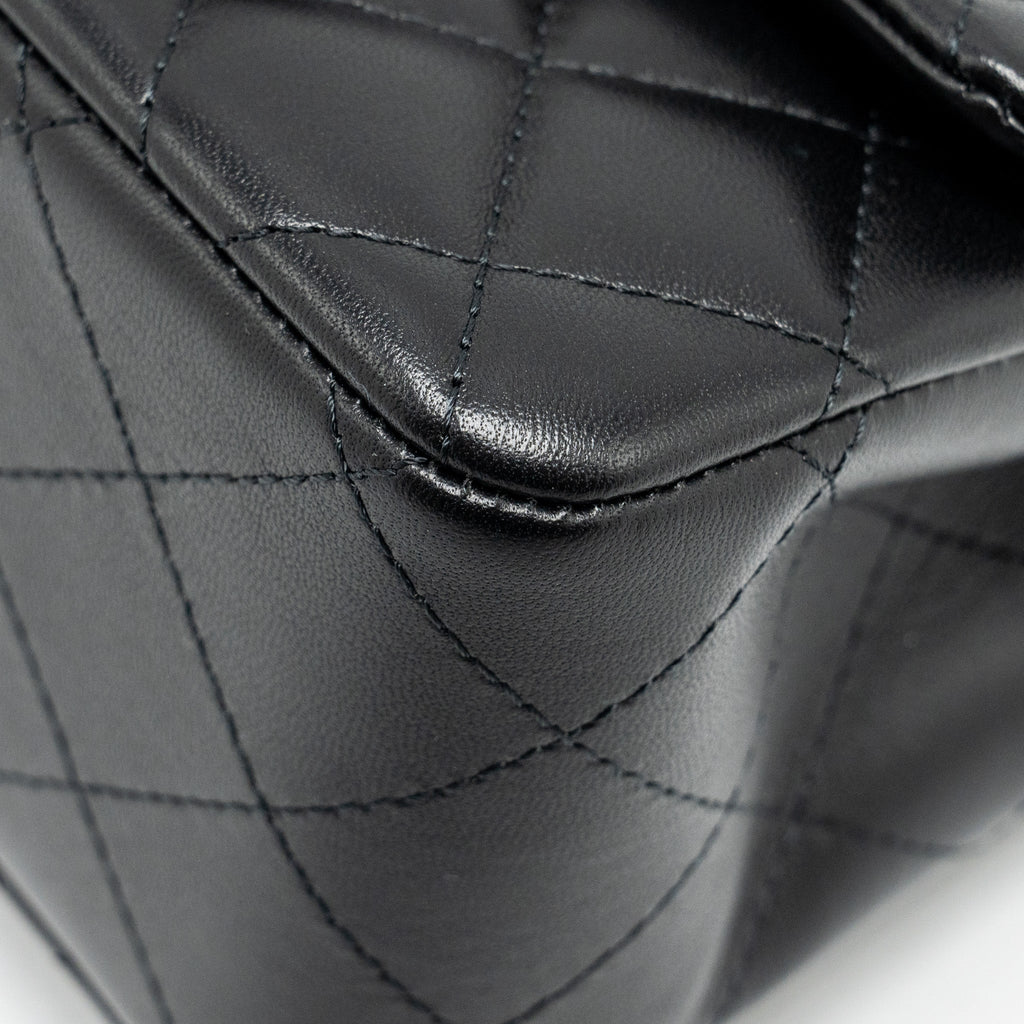 CHANEL MINI SQUARE FLAP BAG LAMBSKIN BLACK SHW (MICROCHIP)
