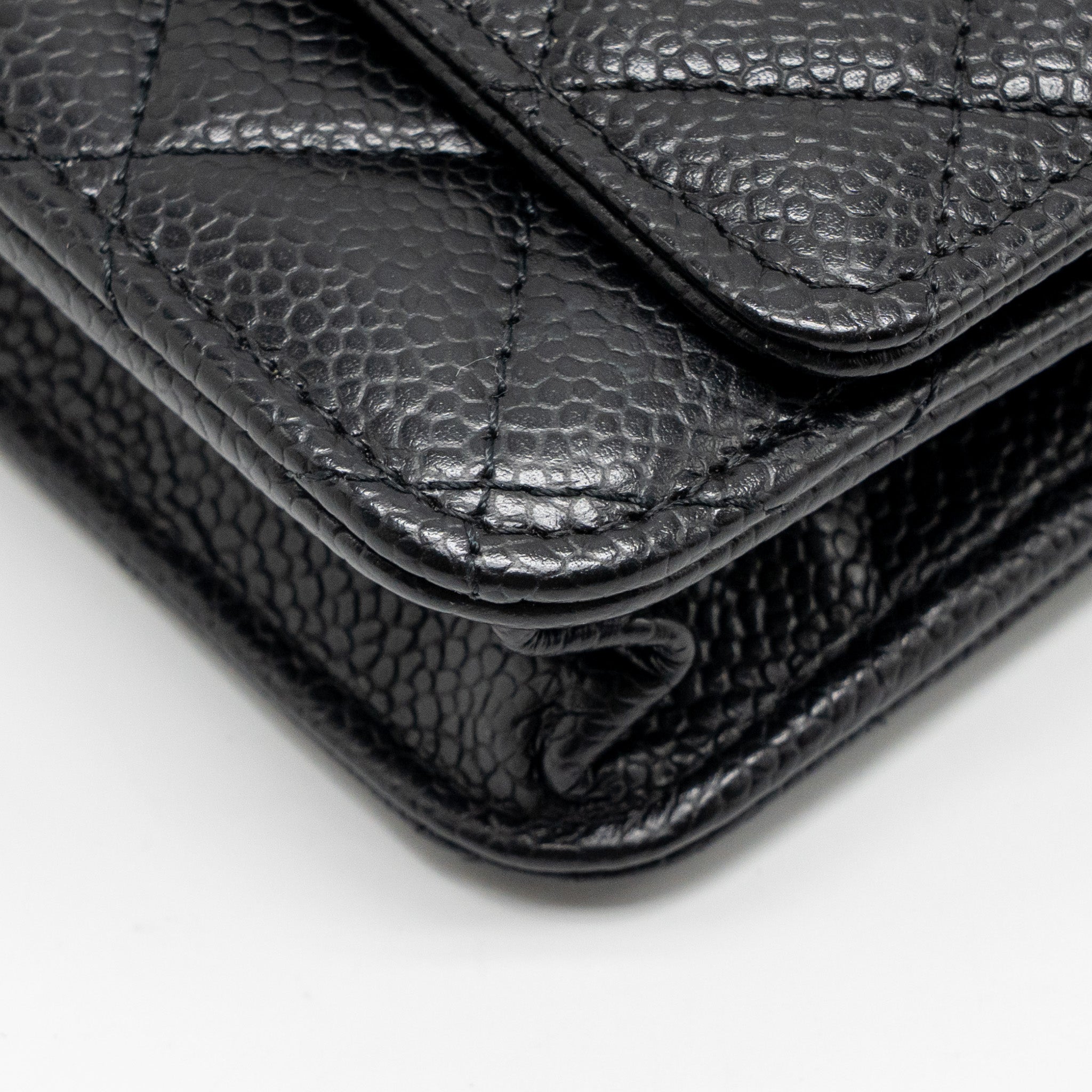 CHANEL CLASSIC WALLET ON CHAIN CAVIAR BLACK GHW (MICROCHIP)