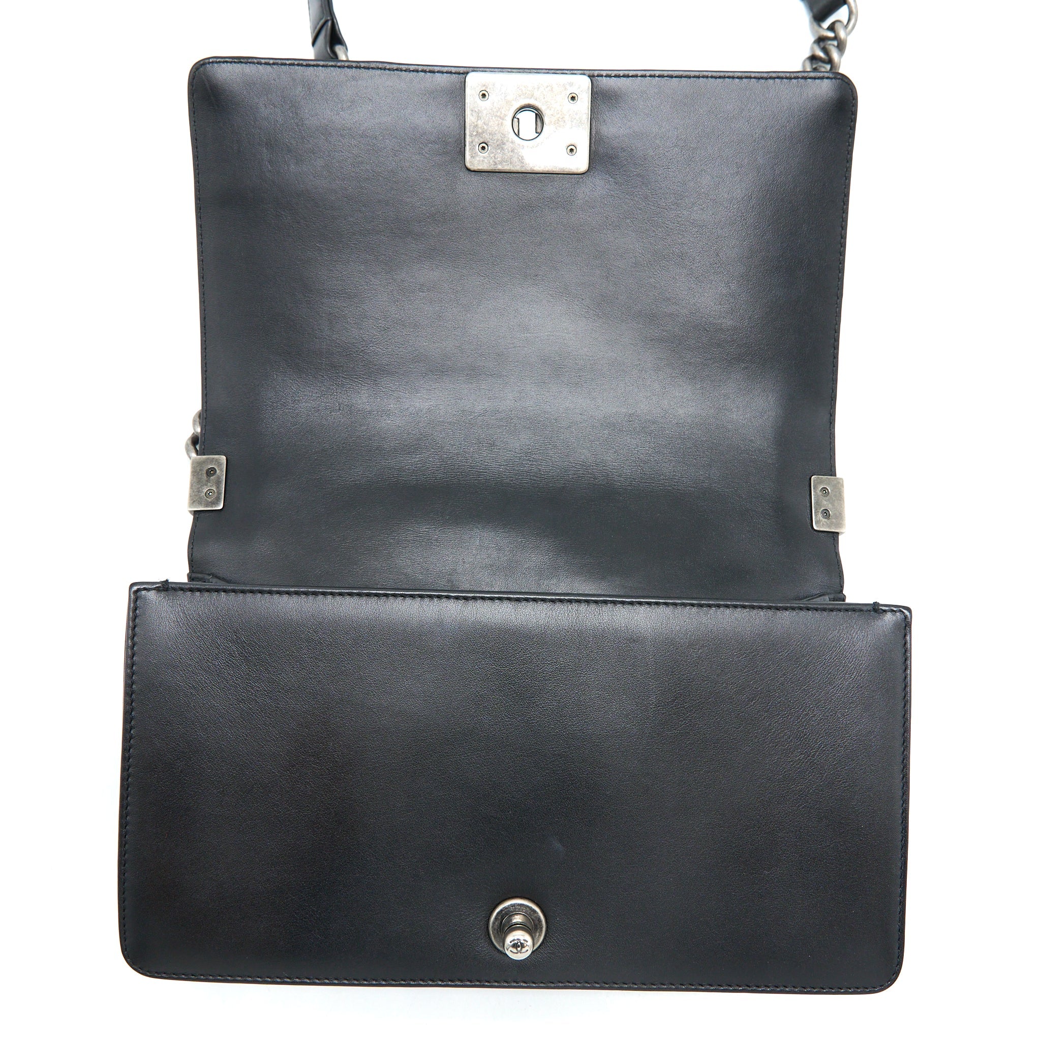 CHANEL MEDIUM BOY BAG LAMBSKIN BLACK RUTHENIUM SHW