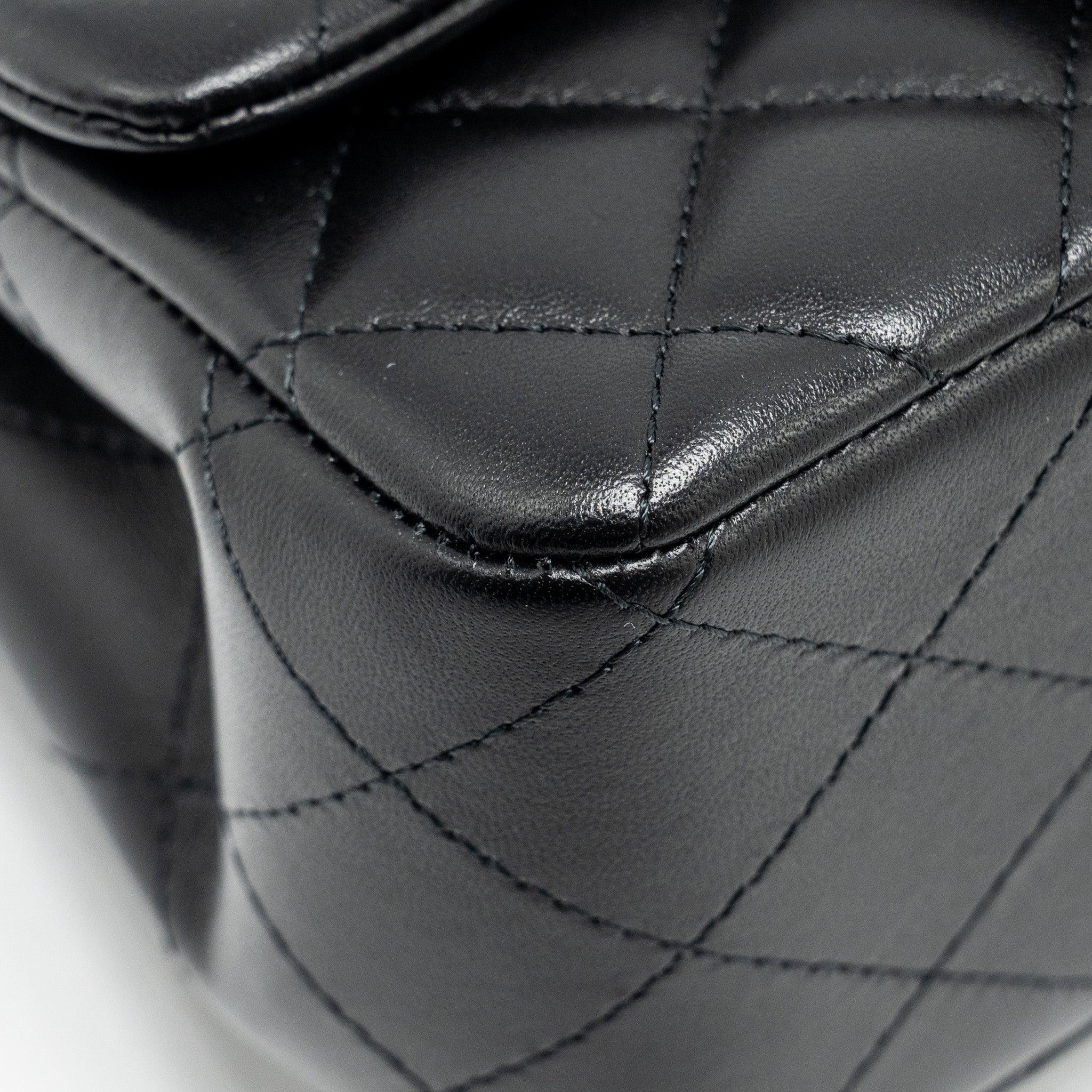 CHANEL MINI SQUARE FLAP BAG LAMBSKIN BLACK SHW (MICROCHIP)