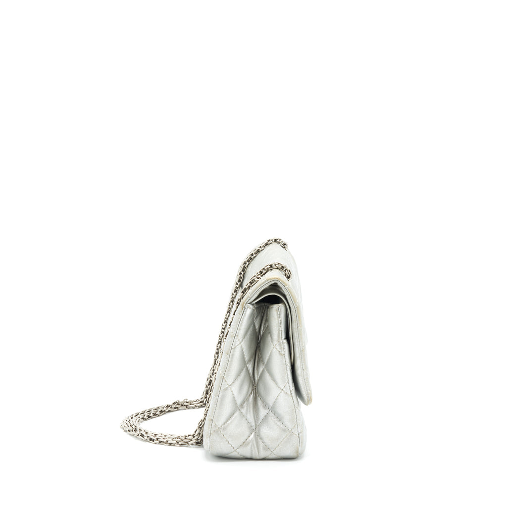 CHANEL REISSUE 2.55 226 DOUBLE FLAP BAG LAMBSKIN SILVER SHW