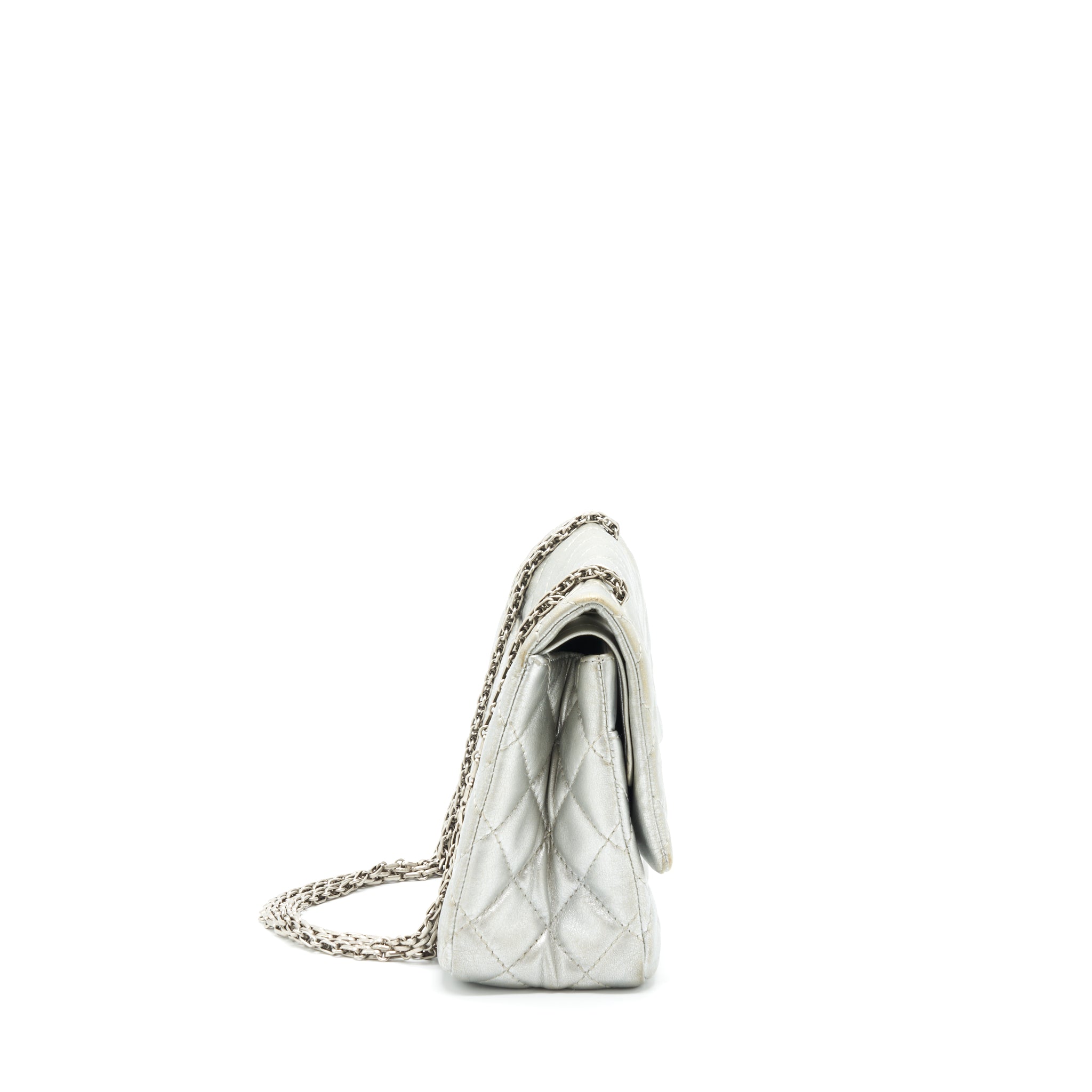 CHANEL REISSUE 2.55 226 DOUBLE FLAP BAG LAMBSKIN SILVER SHW