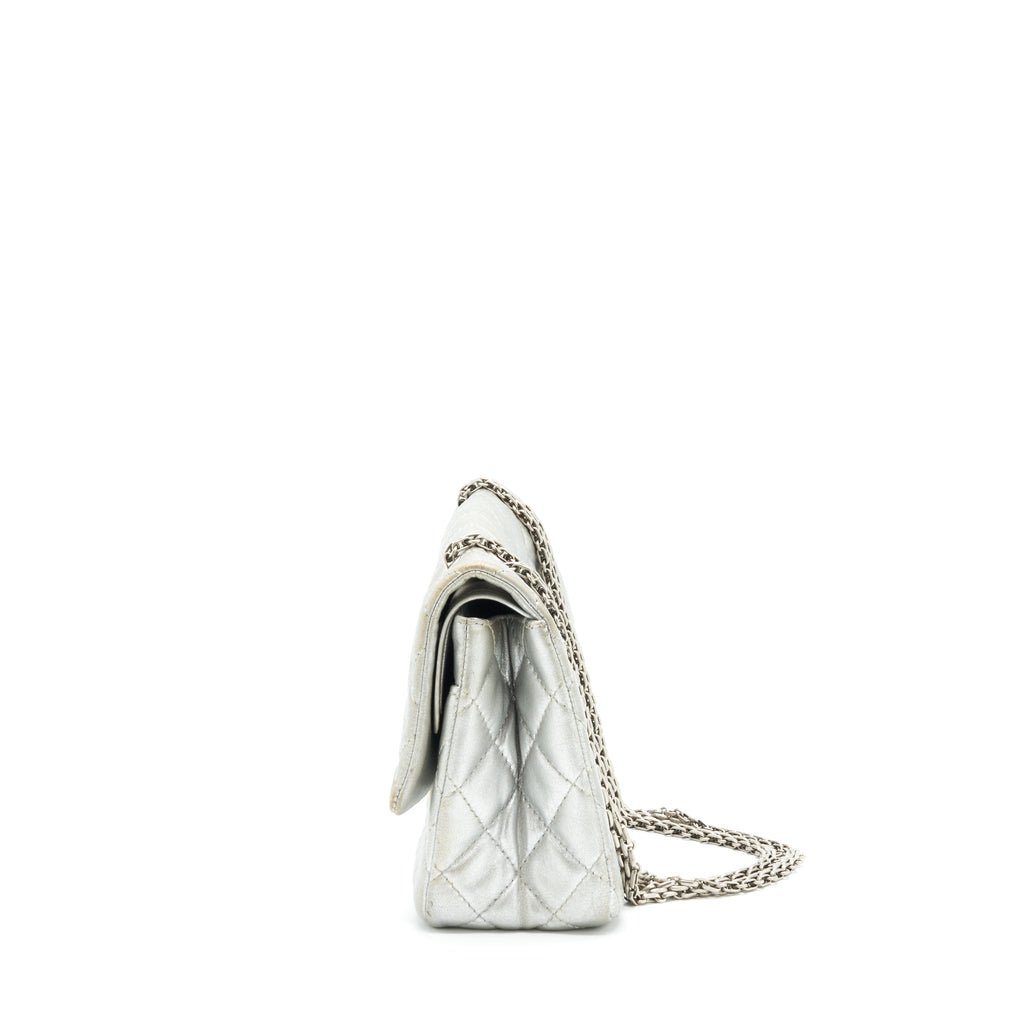 CHANEL REISSUE 2.55 226 DOUBLE FLAP BAG LAMBSKIN SILVER SHW