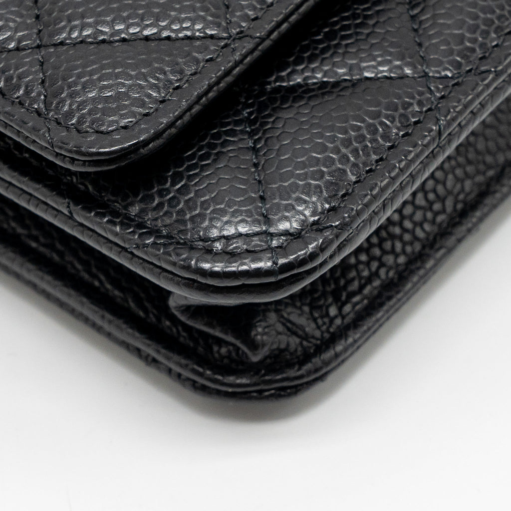 CHANEL CLASSIC WALLET ON CHAIN CAVIAR BLACK GHW (MICROCHIP)