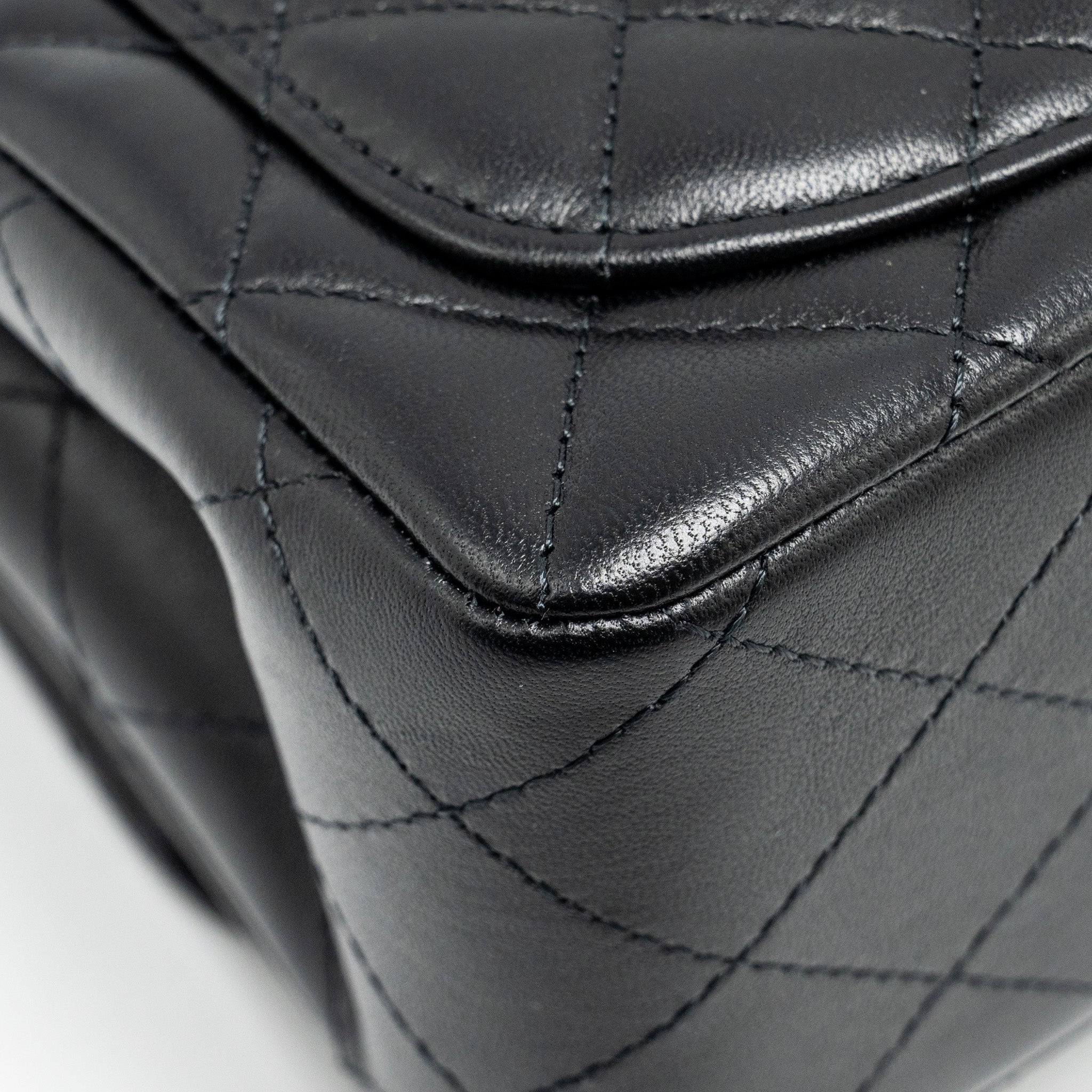 CHANEL MINI SQUARE FLAP BAG LAMBSKIN BLACK SHW (MICROCHIP)
