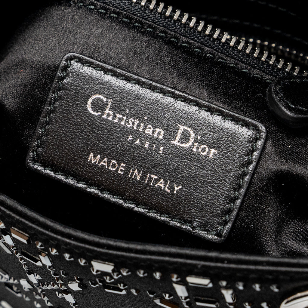 DIOR MINI LADY DIOR SATIN CRYSTAL BLACK SHW