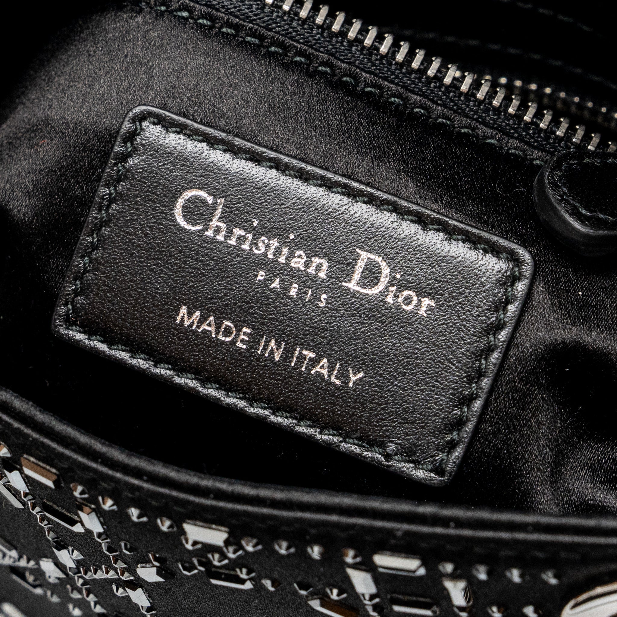 DIOR MINI LADY DIOR SATIN CRYSTAL BLACK SHW