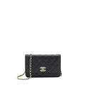 CHANEL 22S DETAILED LOGO WALLET ON CHAIN CAVIAR BLACK LGHW (MICROCHIP)