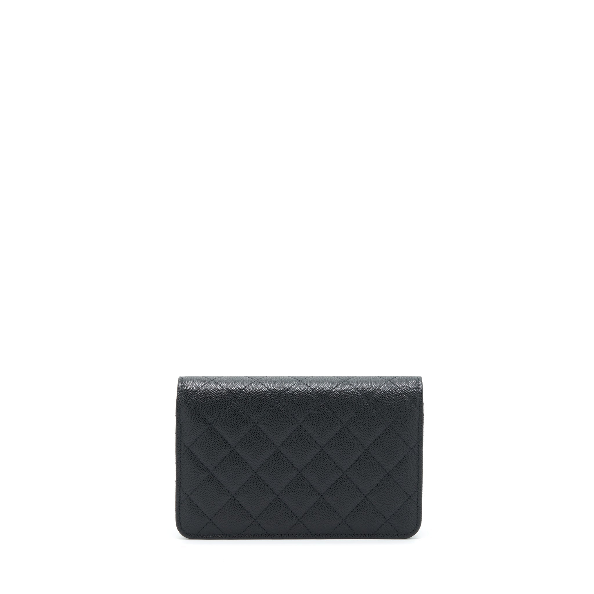 CHANEL 22S DETAILED LOGO WALLET ON CHAIN CAVIAR BLACK LGHW (MICROCHIP)