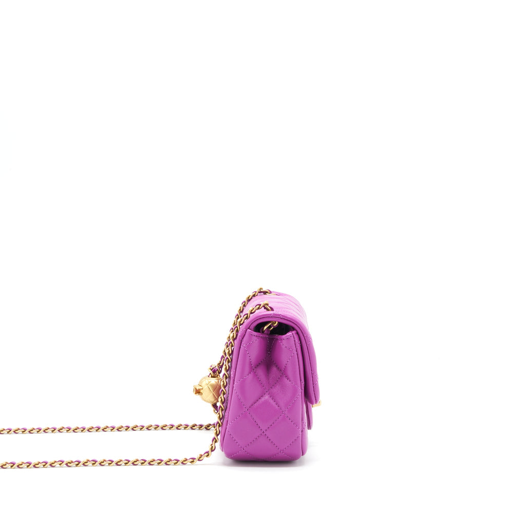 CHANEL PEARL CRUSH LAMBSKIN NA114 PURPLE GHW