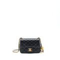 CHANEL 22C PEARL CRUSH MINI SQUARE FLAP BAG LAMBSKIN BLACK GHW (MICROCHIP)
