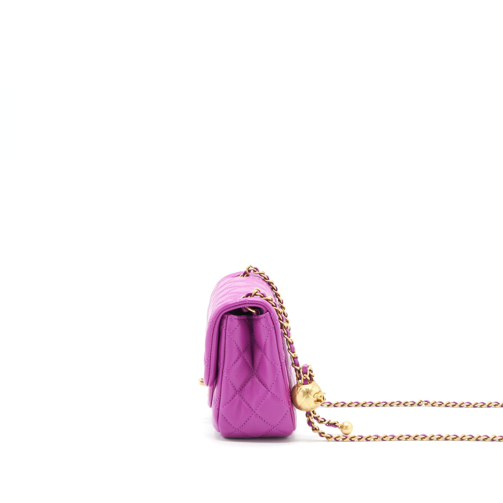 CHANEL PEARL CRUSH LAMBSKIN NA114 PURPLE GHW
