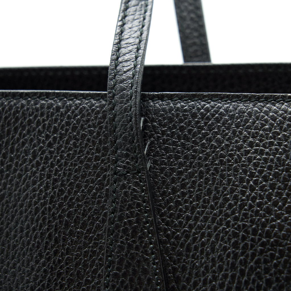 GUCCI GRAINED CALFSKIN TOTE BAG BLACK WITH LONG STRAP