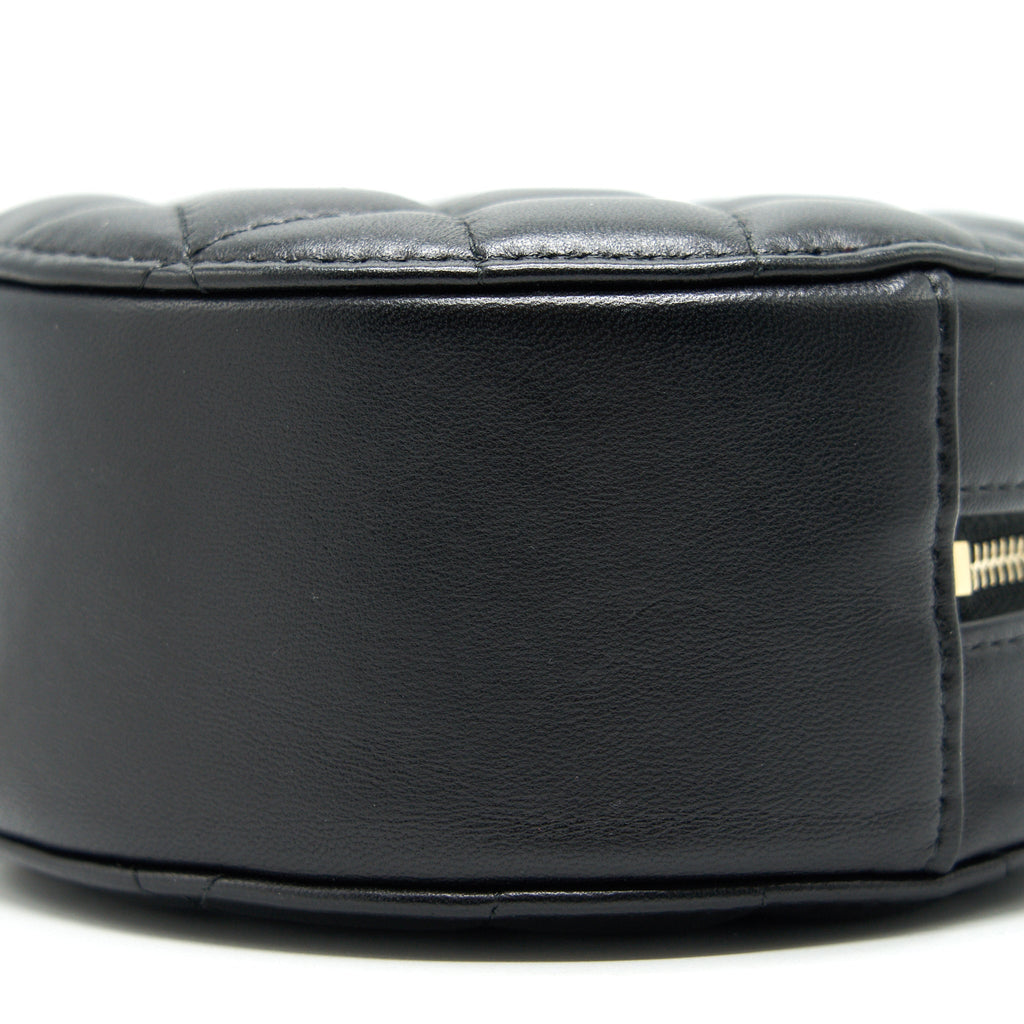 CHANEL ROUND CLUTCH WITH CHAIN BLACK BRUSHED GHW