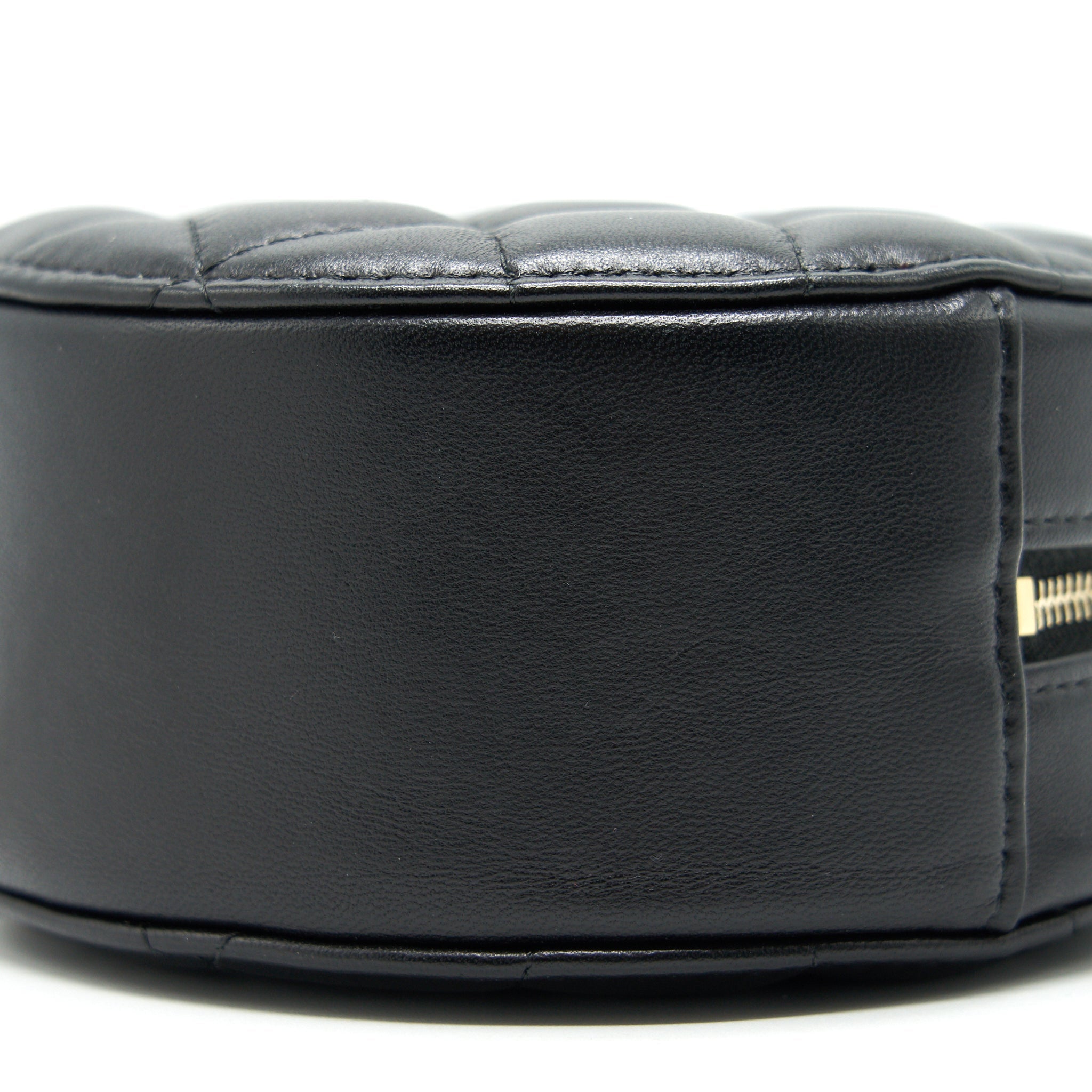 CHANEL ROUND CLUTCH WITH CHAIN BLACK BRUSHED GHW