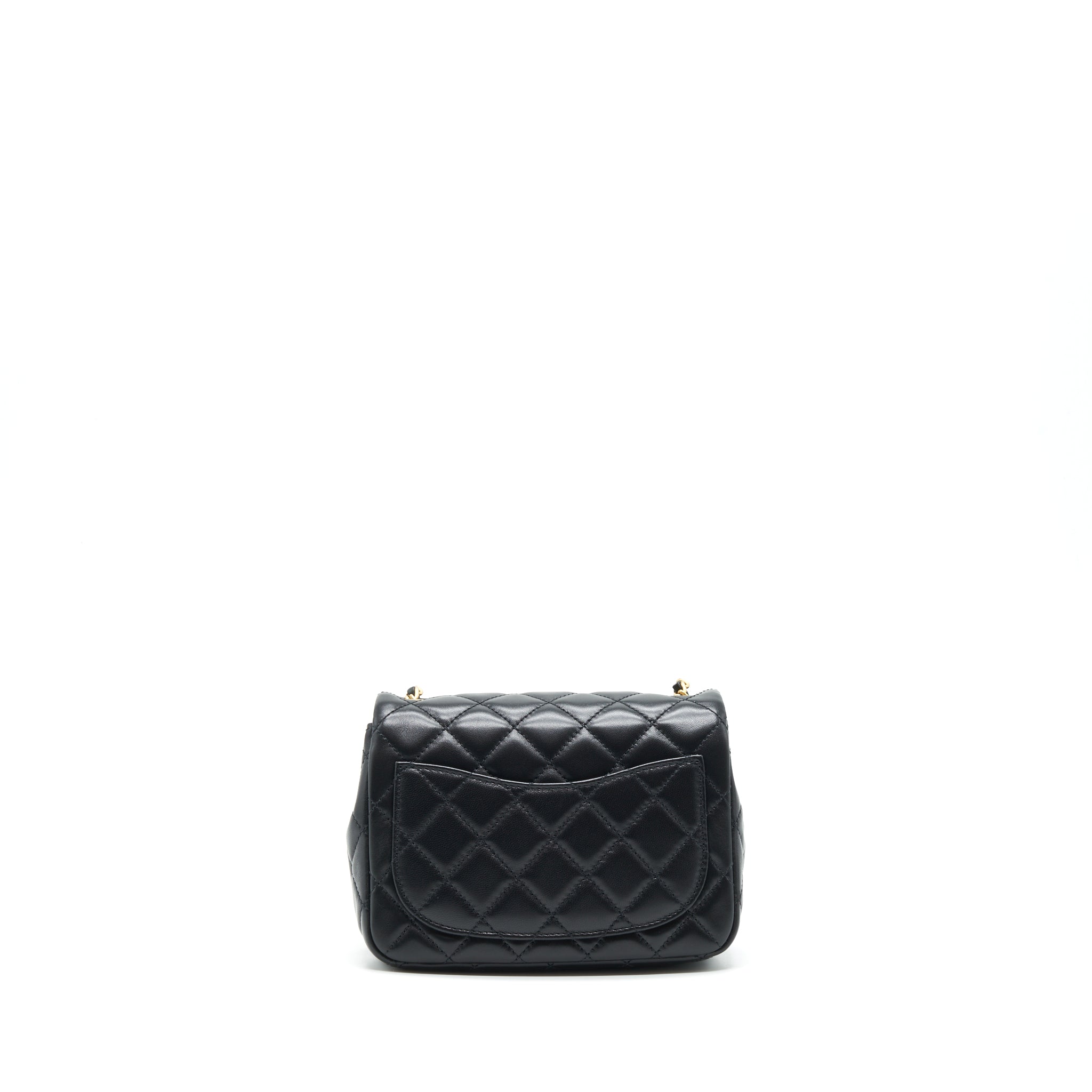 CHANEL 22C PEARL CRUSH MINI SQUARE FLAP BAG LAMBSKIN BLACK GHW (MICROCHIP)
