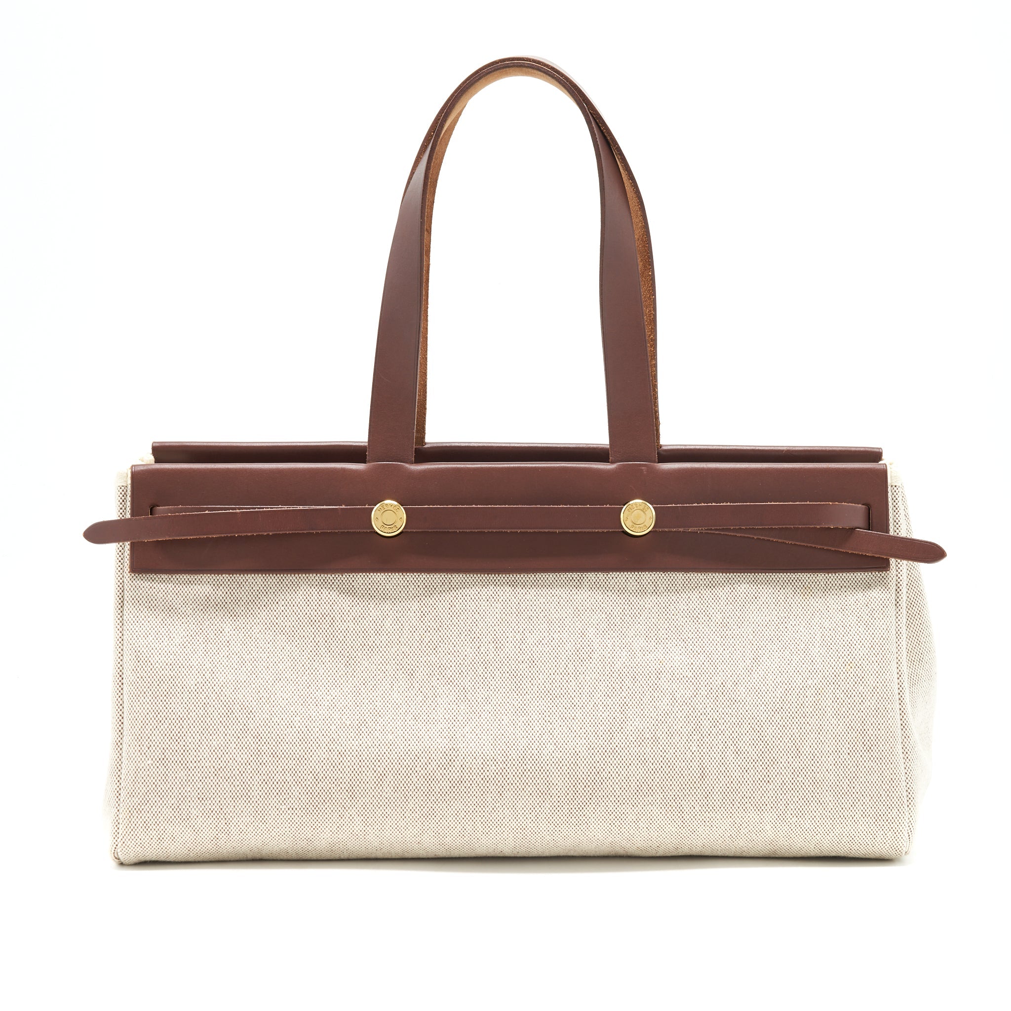 HERMES VINTAGE CANVAS SHOULDER BAG GHW WITH EXCHANGE POCKET