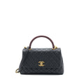 CHANEL MEDIUM COCO HANDLE CAVIAR WITH LIZARD HANDLE BLACK BRUSHED GHW