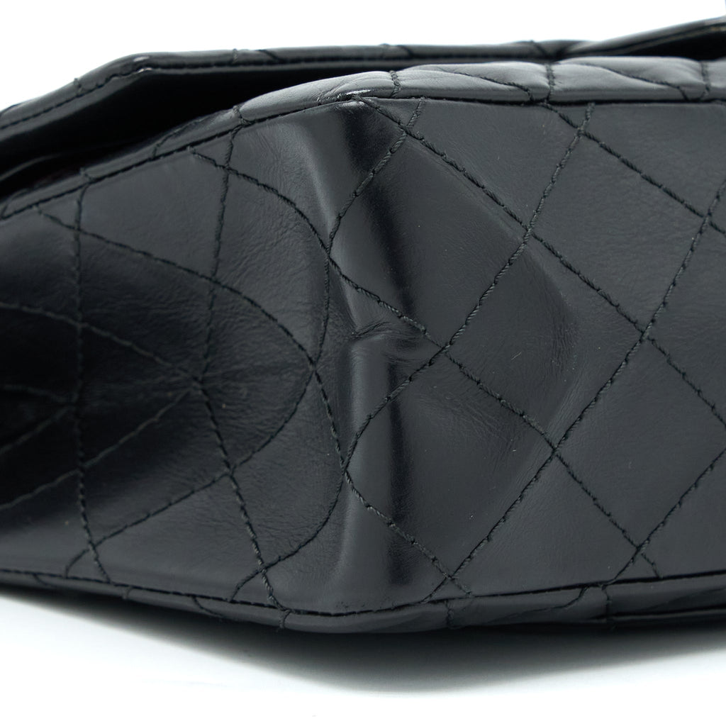 CHANEL SMALL 2.55 225 REISSUE FLAP BAG AGED CALFSKIN BLACK RUTHENIUM SHW