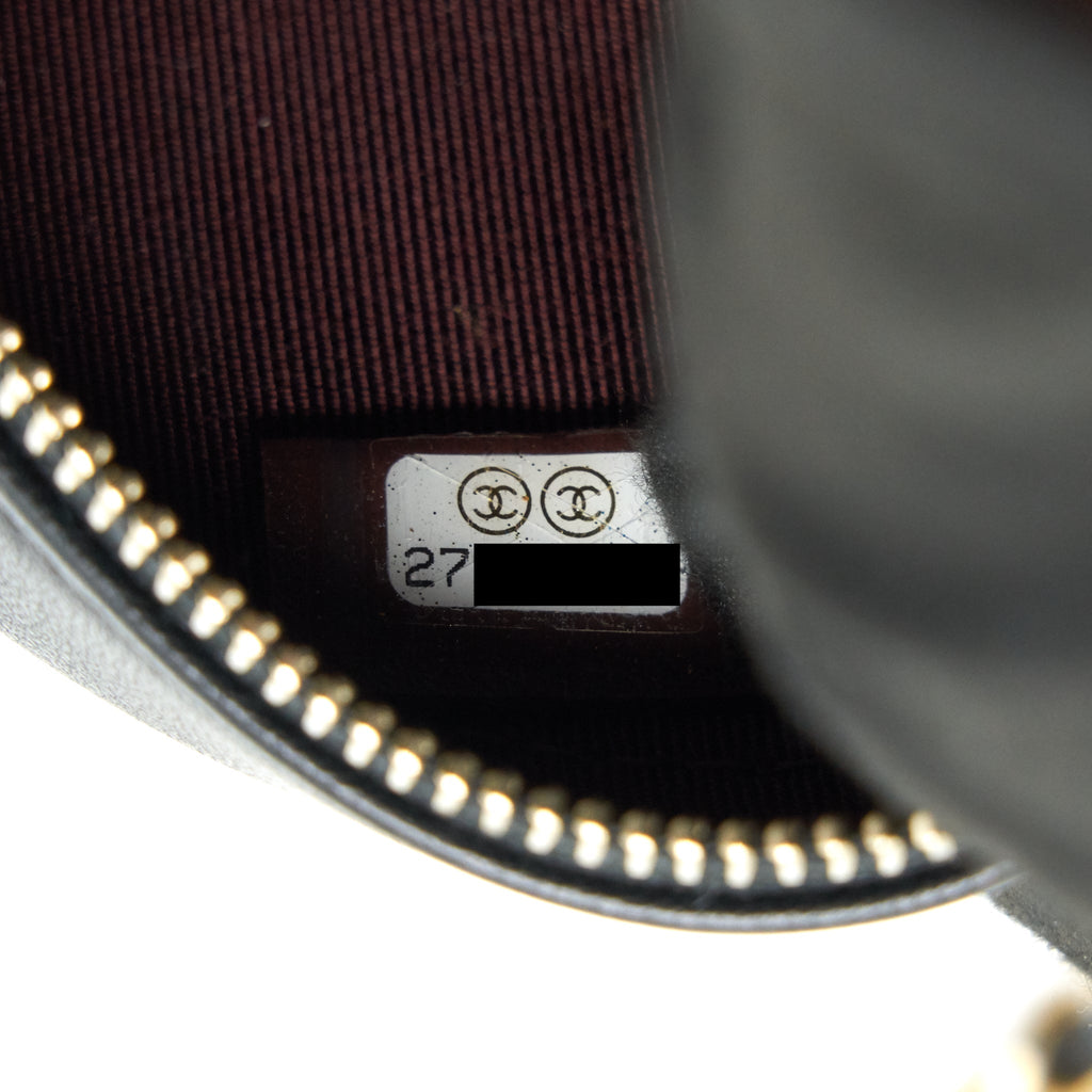 CHANEL ROUND CLUTCH WITH CHAIN BLACK BRUSHED GHW