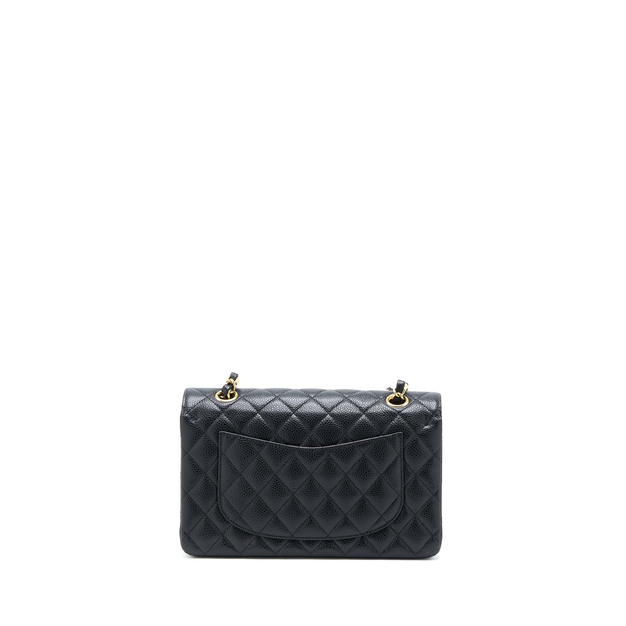 CHANEL SMALL CLASSIC DOUBLE FLAP BAG CAVIAR BLACK GHW (MICROCHIP)
